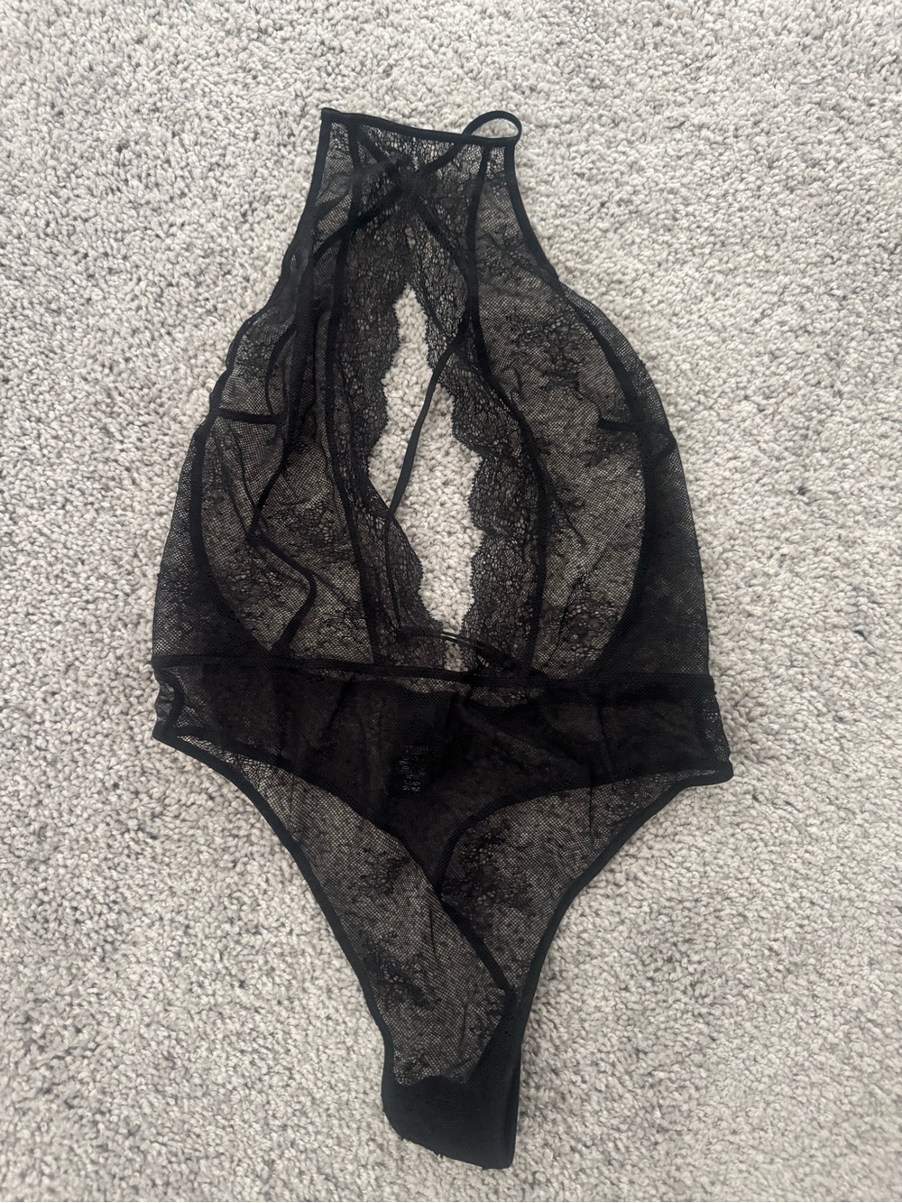 Black Lace Halter Bodysuit - NWOT